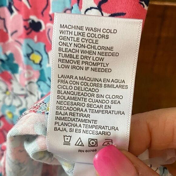 Jane and Bleecker Sz M Pink Floral Soft Button-Up Front Pocket Pajama Top - Picture 9 of 9